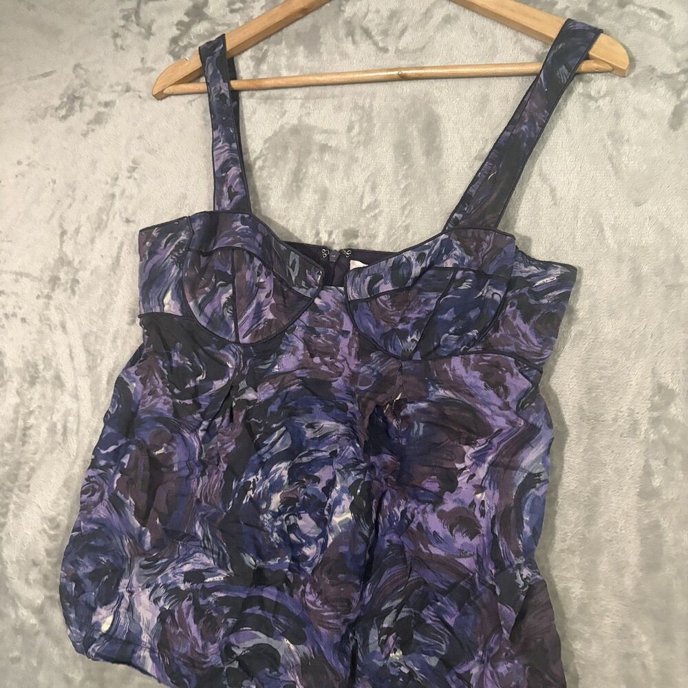 Rebecca Taylor 100% Silk Bustier Corset Ruched Top Bubble Hem Size 6 Coquette